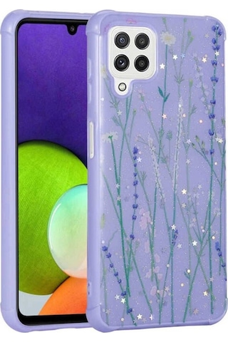 Galaxy M32 Kılıf Simli Desenli Kamera Korumalı Parlak Zore Popy Kapak Dallar