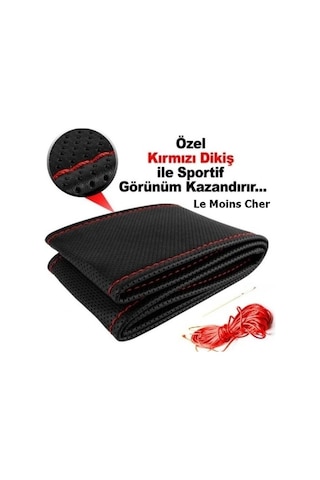 Ford Fiesta Kırmızı Direksiyon Kılıfı Dikmeli Delikli Model