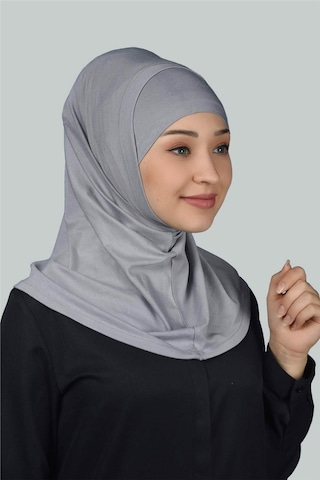 Altobeh İkili Set Pratik Eşarp Hazır Türban ve Hijab Tesettür Bonesi - Gri
