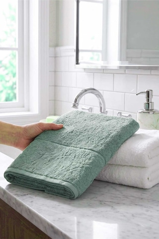 El Yüz Havlusu 50x90 Cm %100 Pamuk Kısmi Kadife Vento Yeşil Çok Renkli