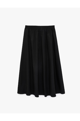 Koton Pamuklu Beli Lastikli Çan Kesim Poplin Midi Etek Siyah 6sak70011pw Siyah