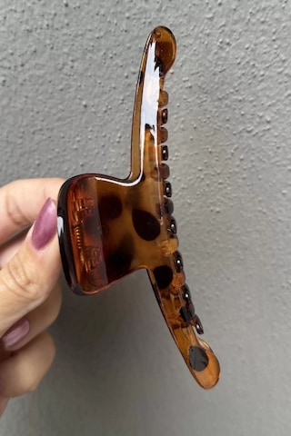 Caş Dekorasyon Leopar Desen Mandal Toka Kahverengi