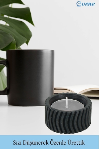 Mumluk Şamdan Tealight Mum Uyumlu Tekerlek Model - Siyah