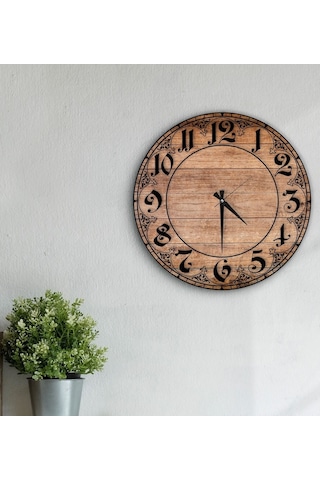 Bk Gift Dekoratif 45Cm Ahşap Duvar Saati-156