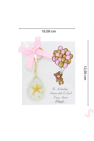 Epoksi Yıldızlı Kartlıklı Anahtarlık - Altın