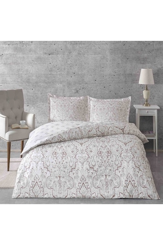 Taç Pamuk Saten Nevresim Takım Cassandra Gri Çift Kişilik Gri