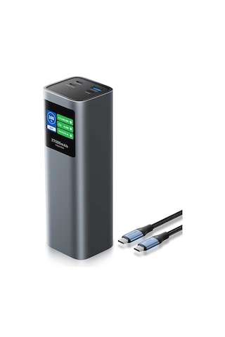 Vention Powerhive Serisi 27000mah 140w Powerbank Led Ekranlı 3 Çıkışlı 2xusb-c + 1xusb-a Hızlı Şarjlı Gri