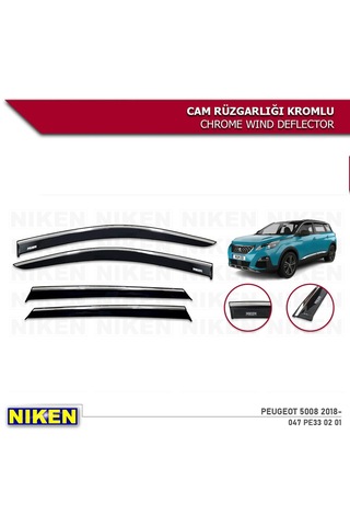 Peugeot 5008 Kromlu Cam Rüzgarlığı 4'lü Set 2018-2021