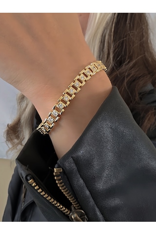 Eva Takı Store 14k Bakla Tank Geometrik Saat Kordon Model Bileklik Altın