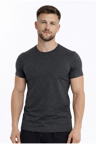 Axxel Erkek Koyu Gri Melanj Pamuk Likralı Süprem Kısa Kollu-t-shirt-d230