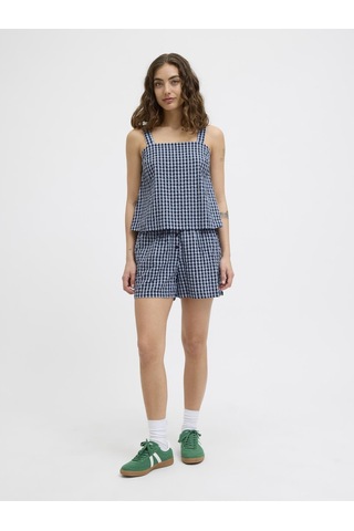 Jack & Jones Kadın Kalin Askili Ekose Desenli Bluz - Petra - 12277417 Skyway