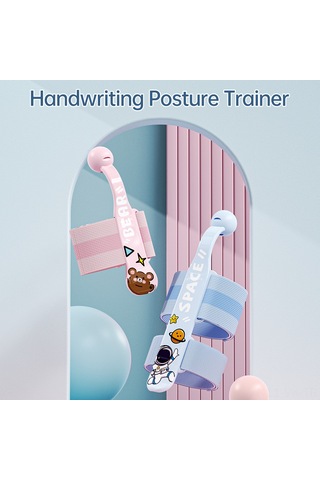 Vkemall Nbx Çift Bileklikli Kalem Tutuş Düzeltici - Ayıcık Desenli, Abs Ve Naylon Malzeme, 10-18cm Bilek Çevresi İçin Gümüş