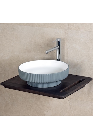 E-w1501mgb Tezgah Üstü Lavabo Mat Gri & Beyaz