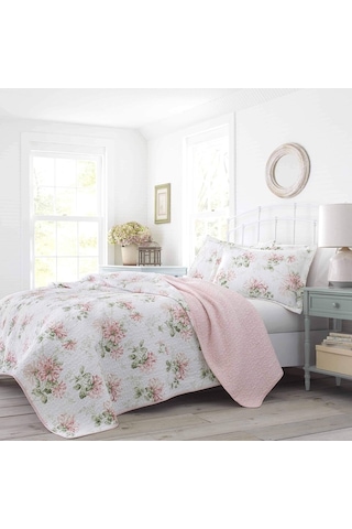 Laura Ashley Queen Pamuklu Yorgan Seti Çift Taraflı, 3 Parça, Honeysuckle Pembe, Tüm Mevsimlere Uygun Nevresim Takımı Renkli 200 X 228 Cm