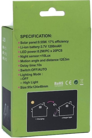 Shuıvan Led Aydınlatma Solar Güneş Enerjili Gece Sensörlü - Beyaz Işık-1189