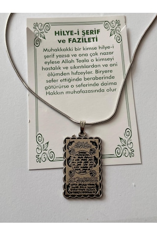 Hilyei Şerif Ve Faziletleri Dua Temal Manevi Koruyucu Dini Çelik Kolye Gümüş