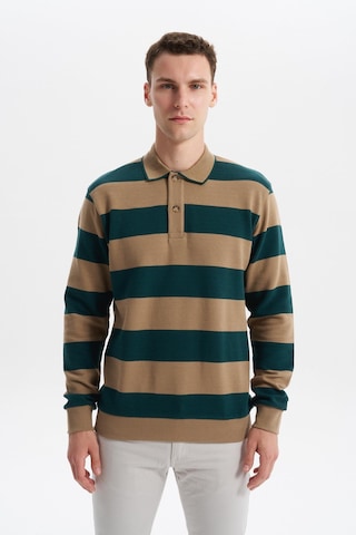 Ar-ma Erkek Ribanalı Regular Fit Çizgili %100 Pamuk Ringel Ottoman Kumaş Polo Yaka Düğmeli Sweatshirt K30554952602 Yeşil-y10 Yeşil