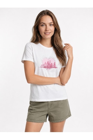 LOFT Boxy Fit Kadın Tshirt K.kol Off White Pink