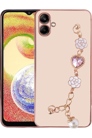 Galaxy A04 Kılıf El Tutamaçlı Kamera Korumalı Zore Taka Silikon Kapak Pembe