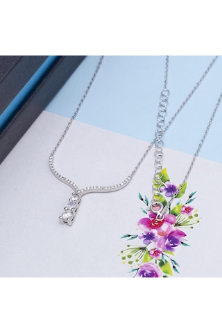 Tria Zirkon Taşlı 925 Ayar Gümüş Kadın Kolye