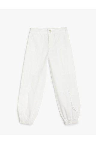 Koton Rahat Kesim Cep Detaylı Pamuklu Basic Jogger Pantolon Beyaz 5skg40028ad Beyaz