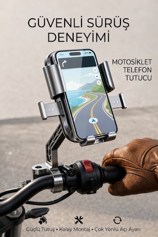 Motosiklet & Bisiklet Telefon Tutucu Güçlü Tutuş, Tek Elle Kullanım, Sarsıntıya Dayanıklı Xy-089 Siyah