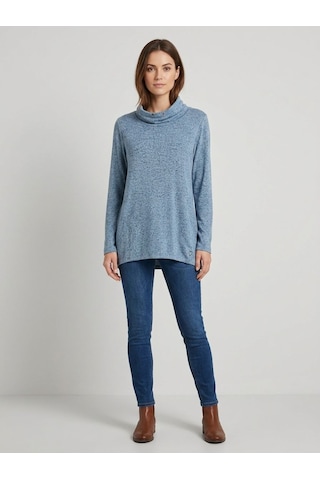 Neden Tekstil Kadın Mavi Yaka Detaylı Uzun Kollu Sweatshirt