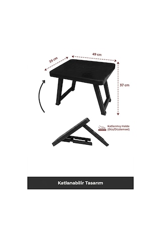 Katlanır Kamp Masası Portatif Ve Taşınabilir Piknik, Balkon, Bahçe, Plaj Ve Mangal Masası 49x39x37 Cm Açık Ceviz