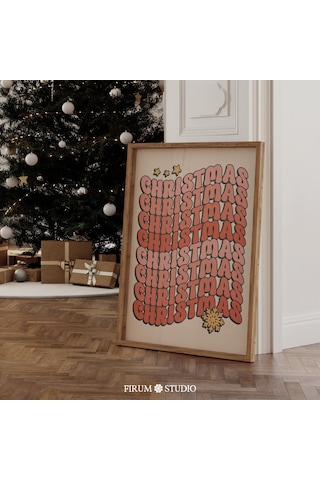 Retro Renkli Noel Duvar Sanatı
