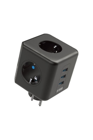 Mcg Isıya Dayanıklı Termal Akım Korumalı Ve Çocuk Korumalı 3 Priz Girişli 3 Usb Girişli Küp Priz 1,5 m