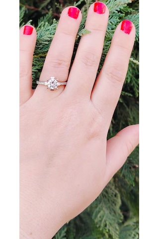 Yüzük Alyans 925 Ayar Parlak Gümüş Zirkon Taşlı