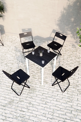 Balkon Bahçe Mutfak 5'li Bistro Set Masa Sandalye Takımı Siyah - Beyaz