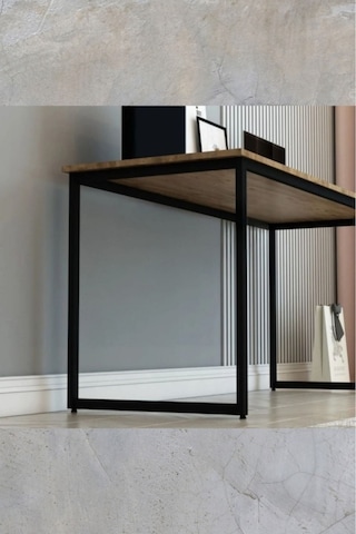 Reflekta Atlantik Çam Siyah Metal Ayaklı 60x160 Çalışma Masası Ofis Masası Oyuncu Masası Yemek Masası Atlantik Çamı