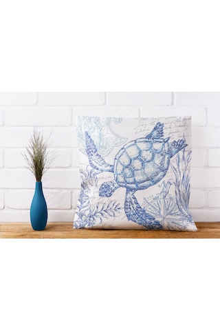 Deniz Kabukları Temalı Marin Dekoratif Yastık Kılıfı 4'lü Set Karışık/Çok Renkli