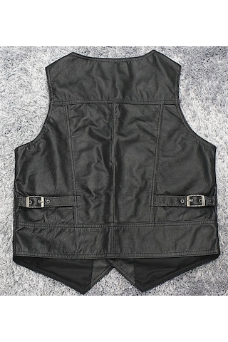 Hakiki Kuzu Derisi London Yelek Siyah