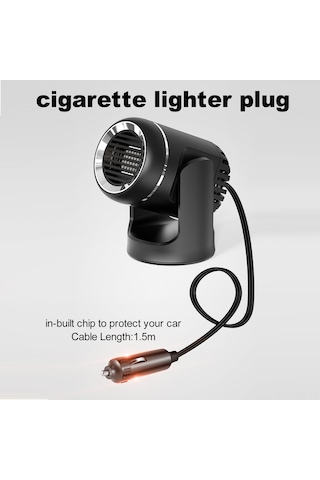 Geeroyoo 360 Dönebilen 12v Araç Isıtıcısı, Hava Temizleme, Isıtma Ve Buz Çözme Özellikli, Düşük Gürültü, Siyah