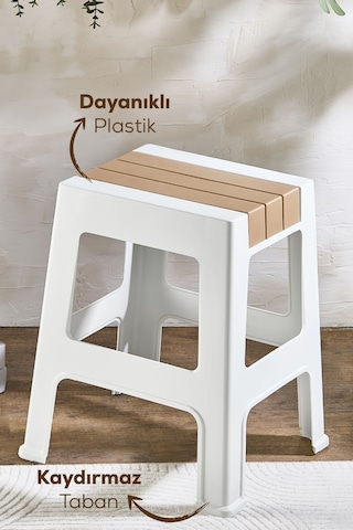 Vienev Plastik Büyük Tabure Kahverengi Kahverengi