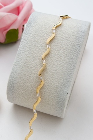 Latif Kuyumculuk 14 Ayar Altın Baget Taş Kadın Bileklik Lkblk1219 Altın Sarı Altın