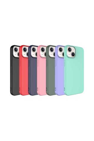 Apple iPhone Uyumlu 14 Plus Kılıf Renkli Içi Kadife Silinebilir Logosuz Kapak Colr16468-pembe