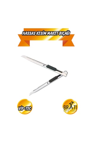 Dar Hassas Kesim Profesyonel Maket Bıçağı Metal Klipsli 2'li Set