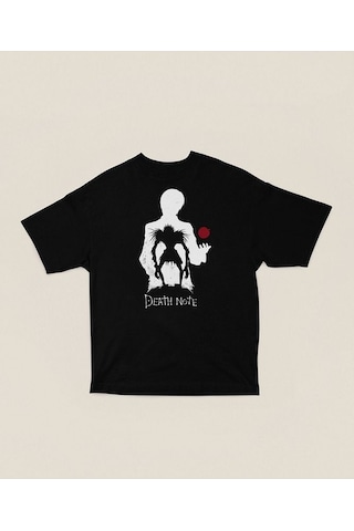 Anime Dizi Death Note Baskılı Unisex Oversize Tişört Siyah