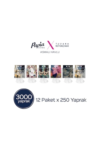 Papia Home Asmalı Havlu 12 Paket 3000 Yaprak