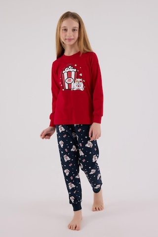 Rolypoly Kız Çocuk Uzun Kol Pijama Takım Kırmızı-1746 Kırmızı
