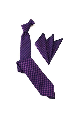 Venchy Mor Lacivert Kazayağı Desen Mendilli Kravat 4240 - 2Mk Mor