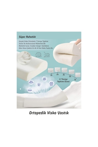 Teknotrust 60 X 40 Çift Taraflı Visco Yastık Yüksek Boyun Destekli Ortopedik Yastık