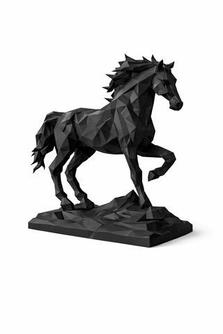 Low Poly At Figürü Modern Geometrik At Heykeli 3d Baskı Dekoratif Masaüstü Süsü 0