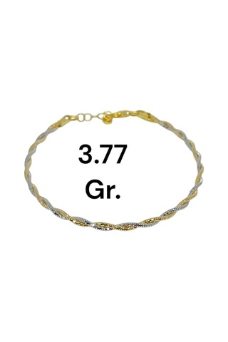 925 Ayar Gümüş Altın Ve Beyaz Renkli Örgü Model Ayarlanabilir Kadın Bileklik Şık Ve Zarif Tasarım Gümüş