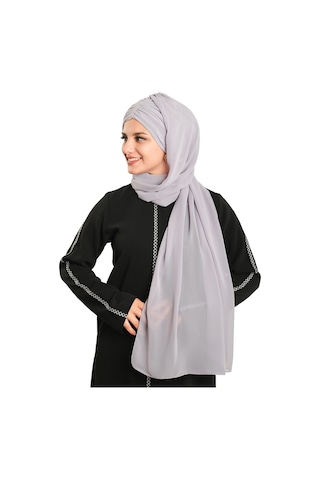 Hürrem Bone Gri Pratik Hazır Geçmeli Bone Şal Şifon Drapeli 2507 15 gri