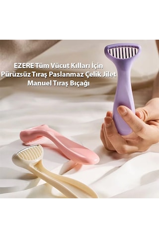 Tüm Vücut İçin Paslanmaz Çelik Manuel Tıraş Bıçağı, Kavisli Başlık Ve Ergonomik Sap - Mh-hs4126-8798