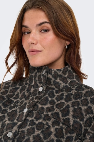 Only Kadın Onlemılıa Leopar Desenli Dik Yaka Mont 15349082 Kahverengi Kahverengi